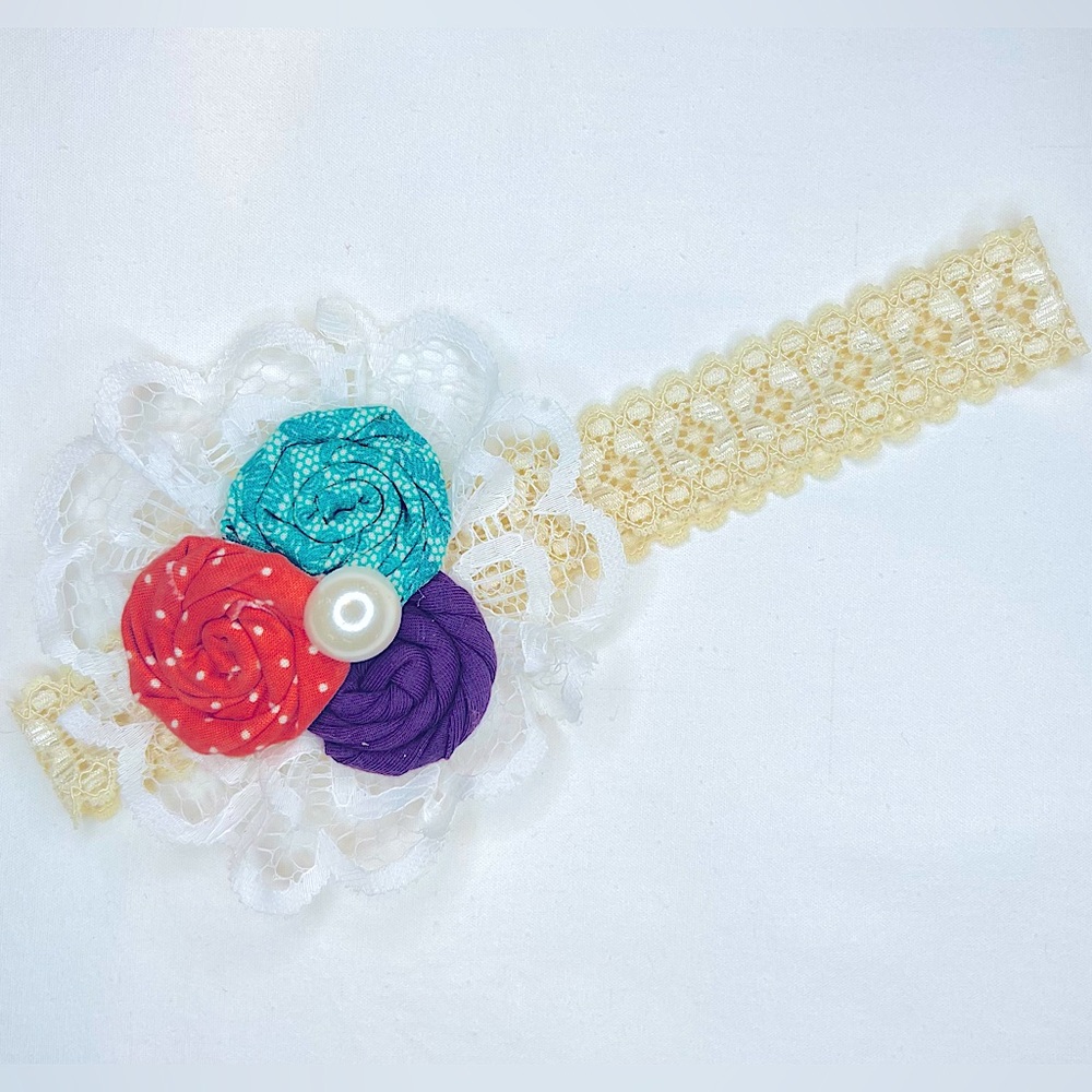 Persnickety Fabric Flower and Lace Headband